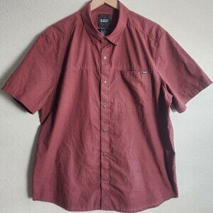 5.11 Tactical Shirt Mens Large Maroon Red Short Sleeve Snap Front Casual Utility